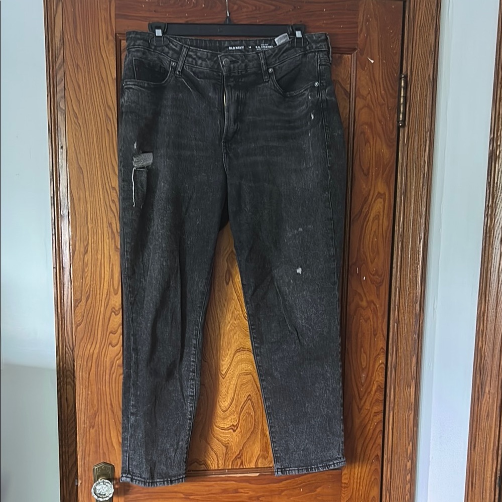 OG Straight Black Distressed Jeans